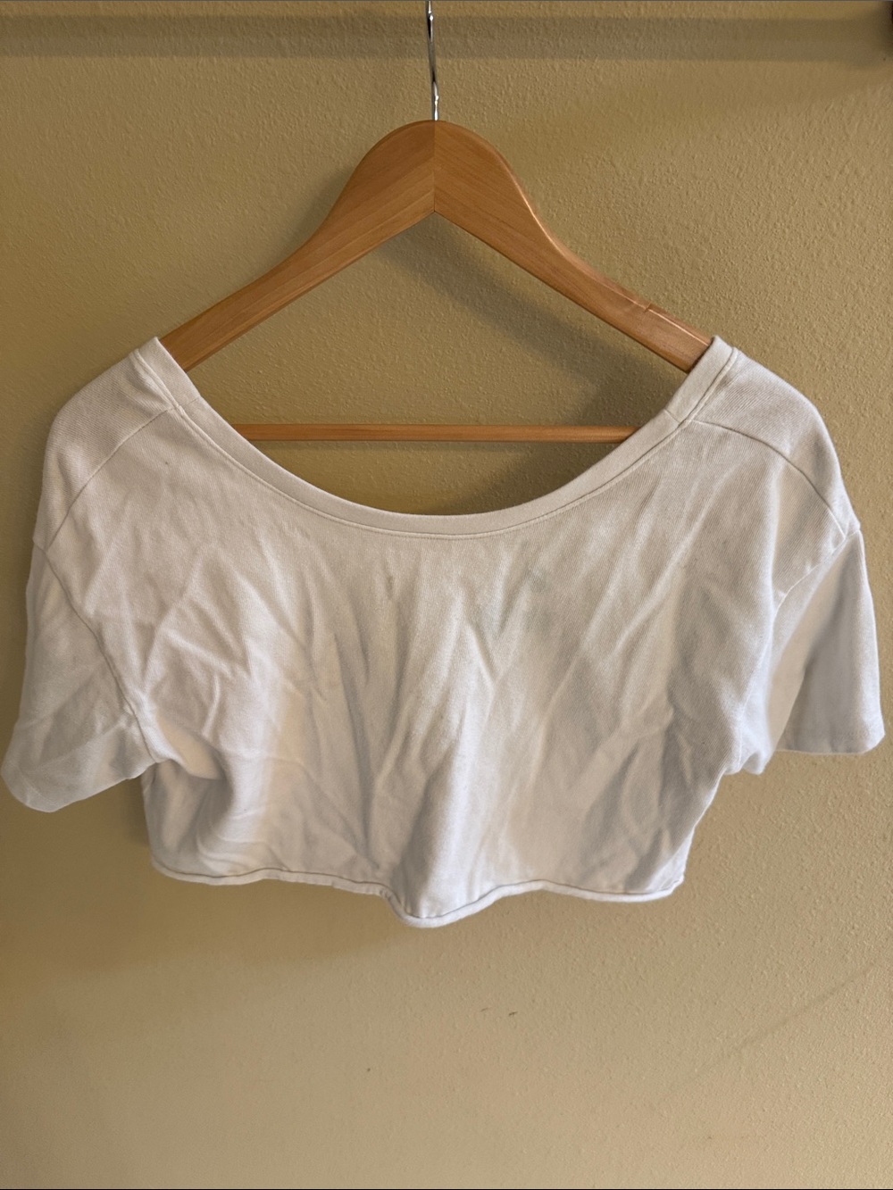 aerie White Cropped Scoop Neck Top